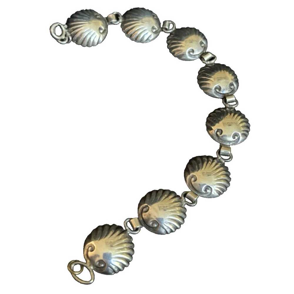 Vintage Shell Link Bracelet Sterling Silver By La… - image 1