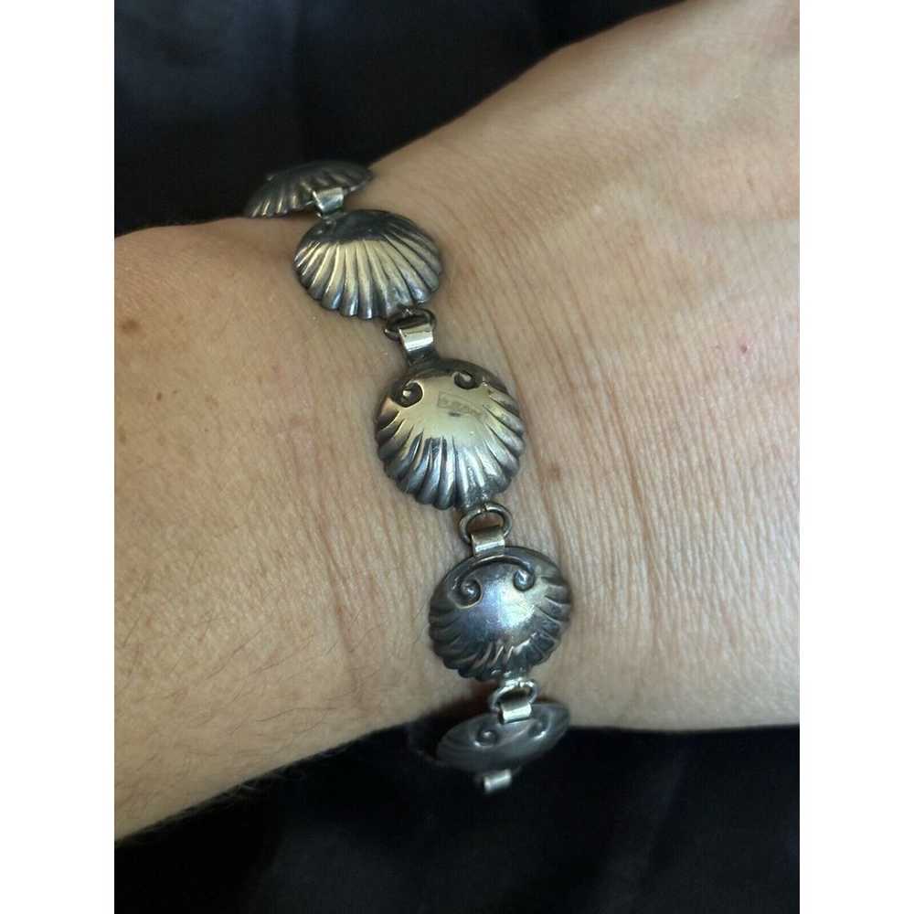 Vintage Shell Link Bracelet Sterling Silver By La… - image 2