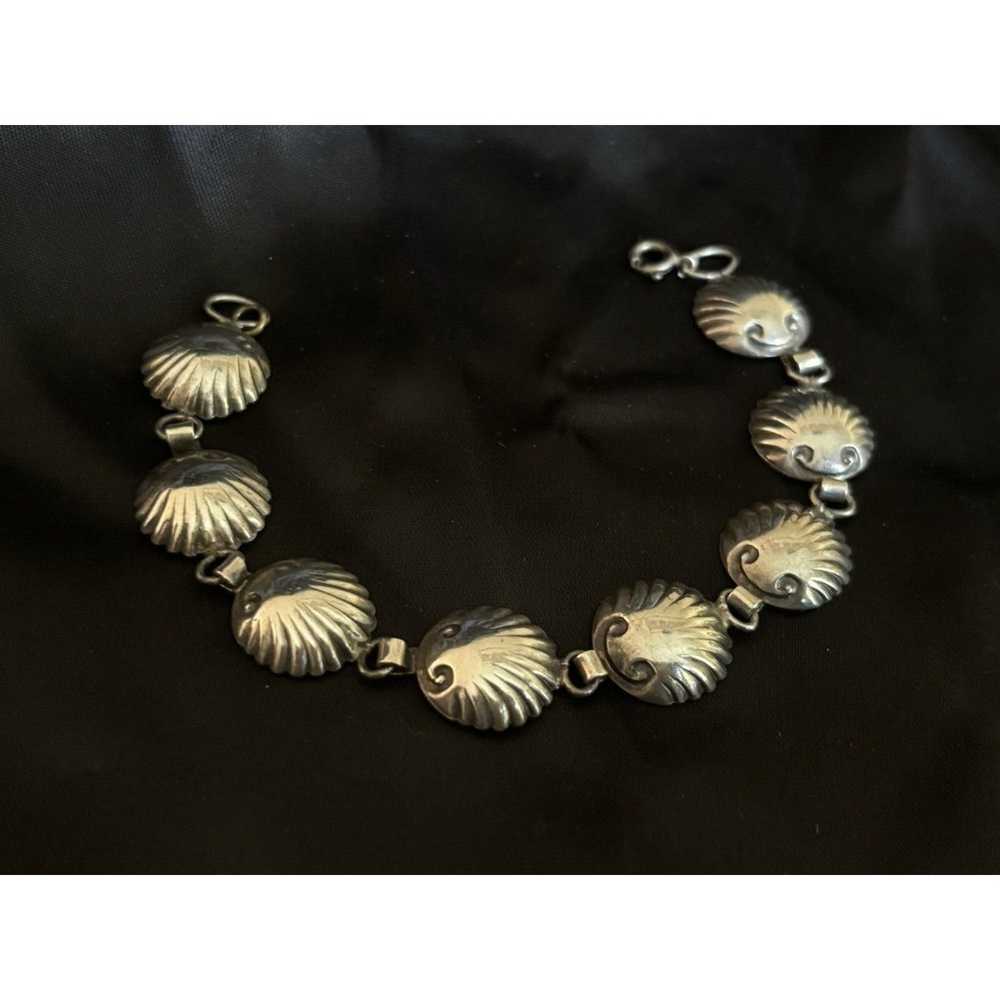 Vintage Shell Link Bracelet Sterling Silver By La… - image 3