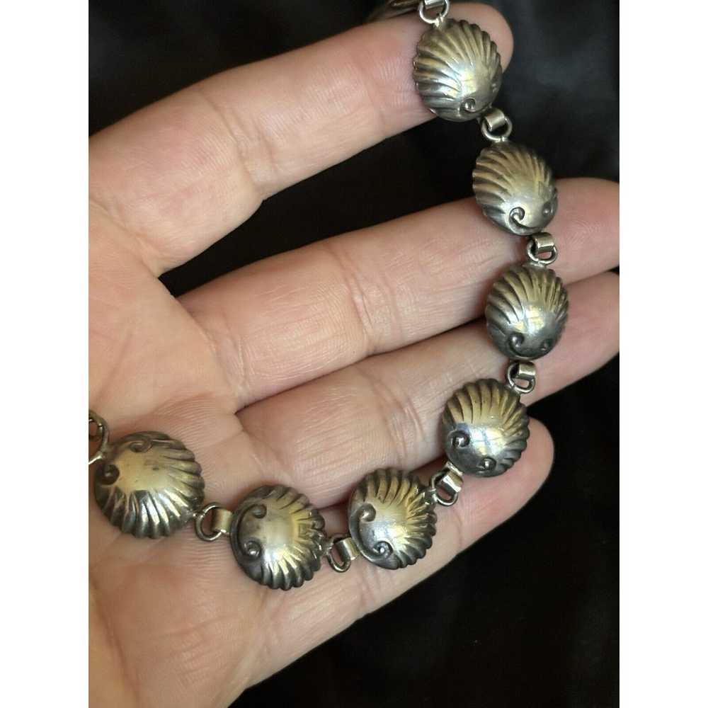 Vintage Shell Link Bracelet Sterling Silver By La… - image 5