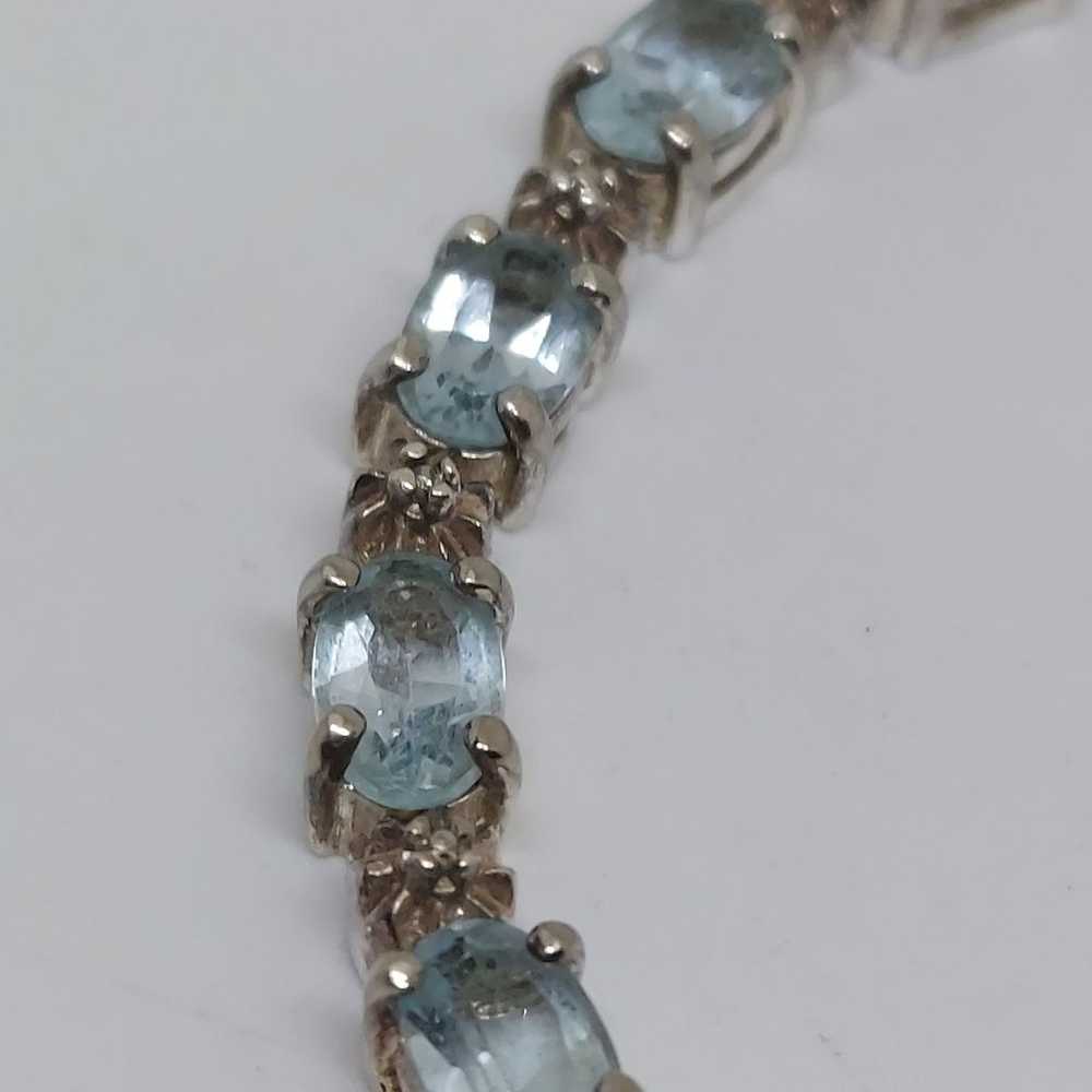 Vintage Sterling Silver Light Blue Gemstone Tenni… - image 3