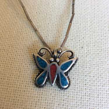 Vintage NA SS Unmarked Butterfly Choker - image 1