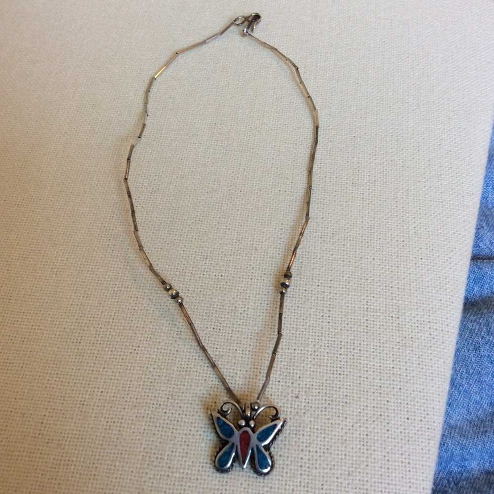 Vintage NA SS Unmarked Butterfly Choker - image 2