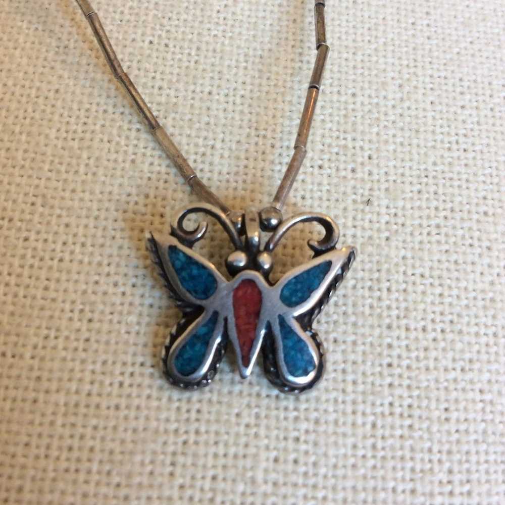 Vintage NA SS Unmarked Butterfly Choker - image 3