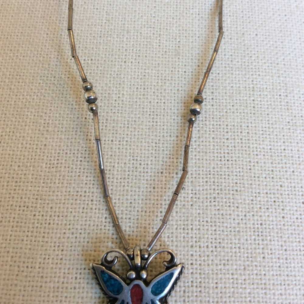 Vintage NA SS Unmarked Butterfly Choker - image 4