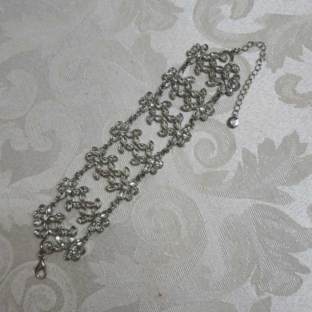 Vintage 70's Silver Tone Crystals Bracelet - image 2