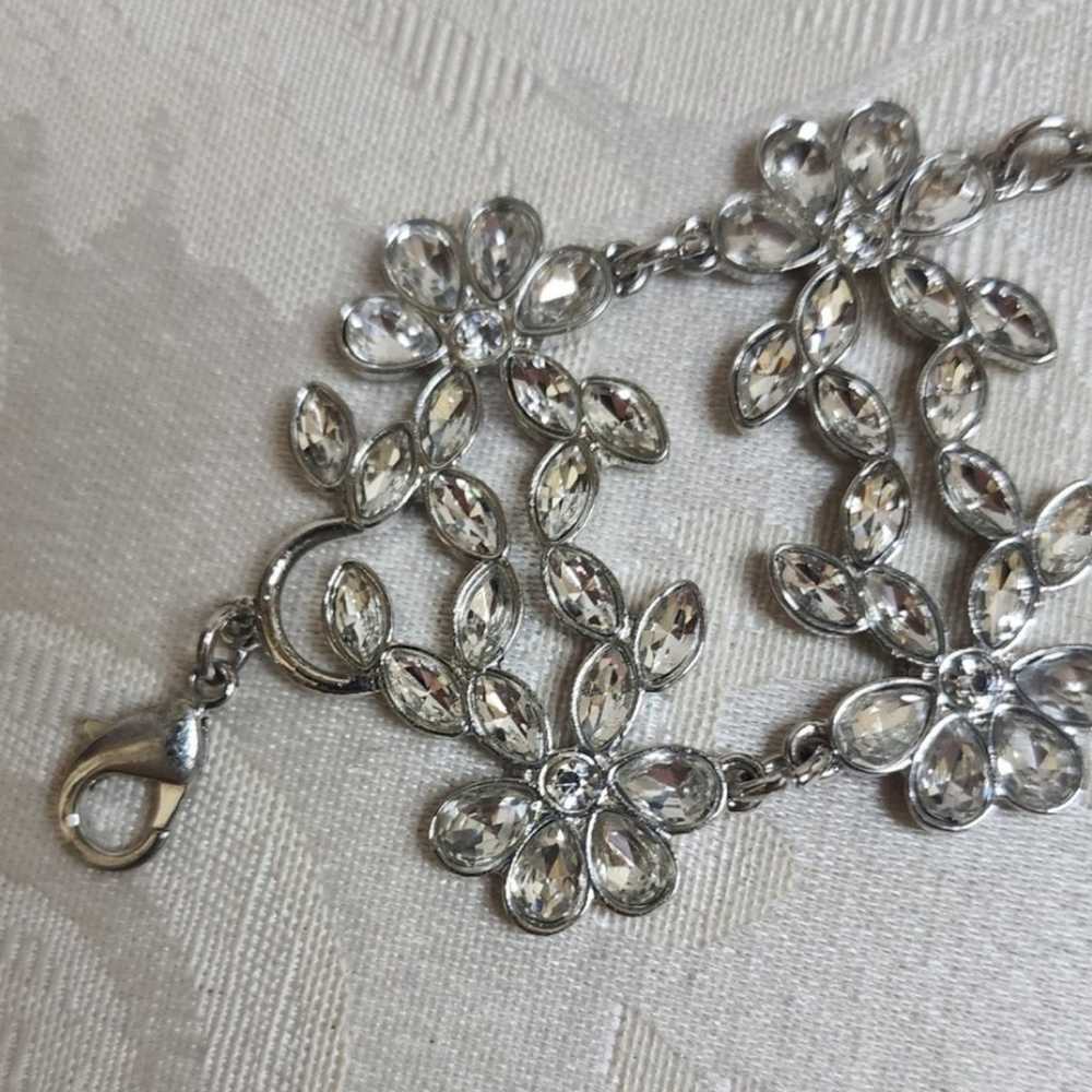 Vintage 70's Silver Tone Crystals Bracelet - image 4