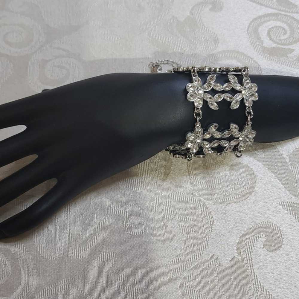 Vintage 70's Silver Tone Crystals Bracelet - image 6