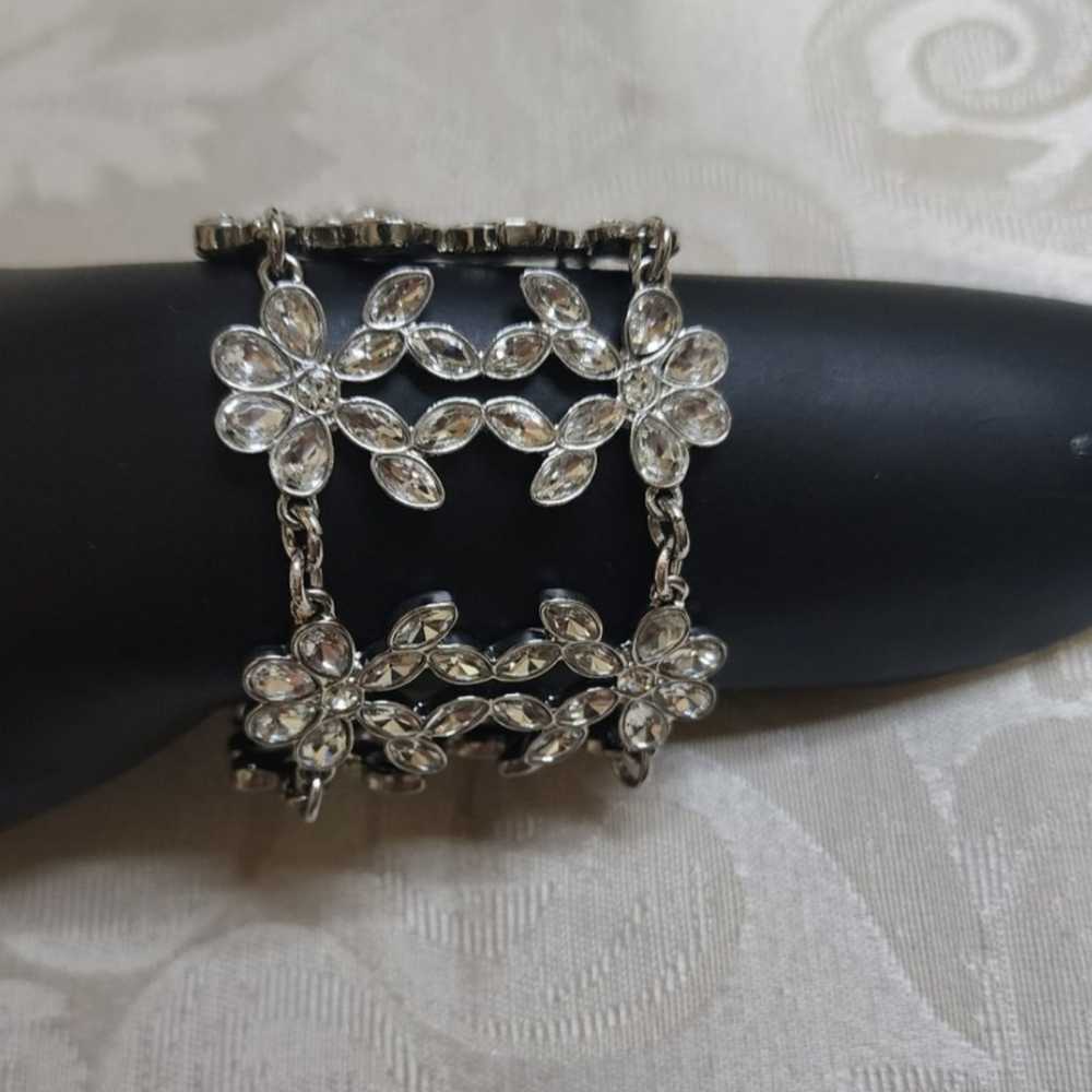 Vintage 70's Silver Tone Crystals Bracelet - image 7