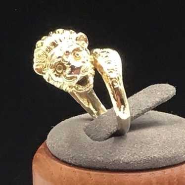 10K Gold Plated 800 Silver Lion Ring 6.5g Size 4.… - image 1