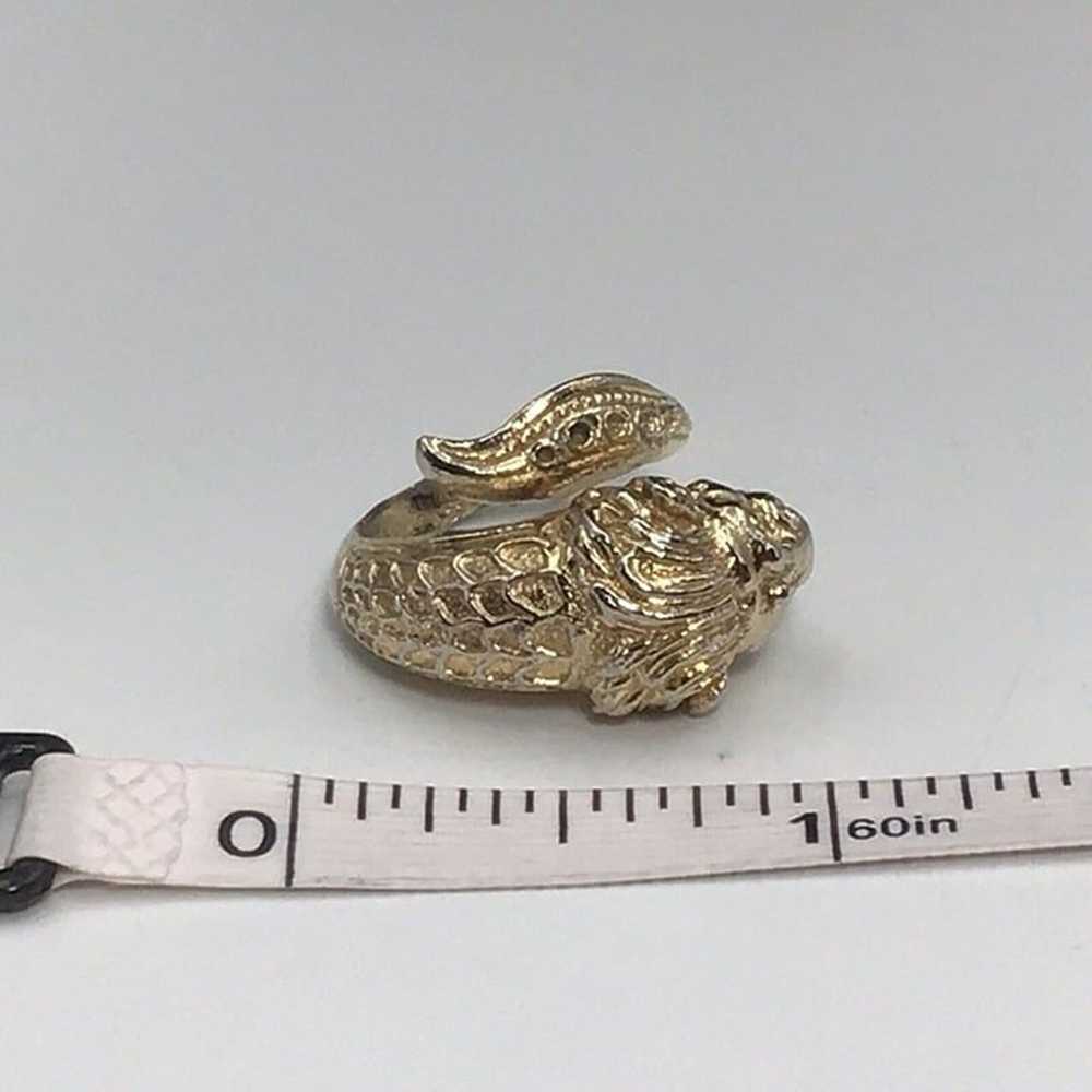 10K Gold Plated 800 Silver Lion Ring 6.5g Size 4.… - image 5