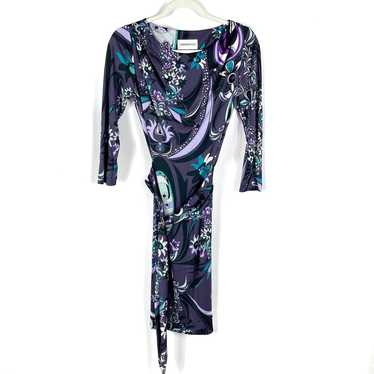 Emilio Pucci Floral Dress Purple White Print Belt… - image 1