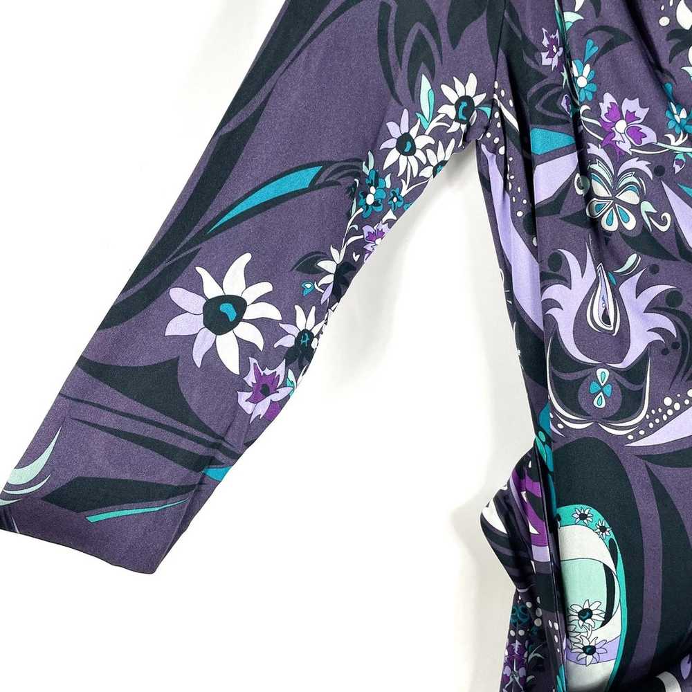 Emilio Pucci Floral Dress Purple White Print Belt… - image 4