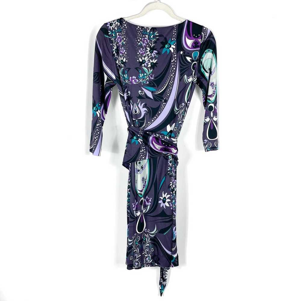 Emilio Pucci Floral Dress Purple White Print Belt… - image 8