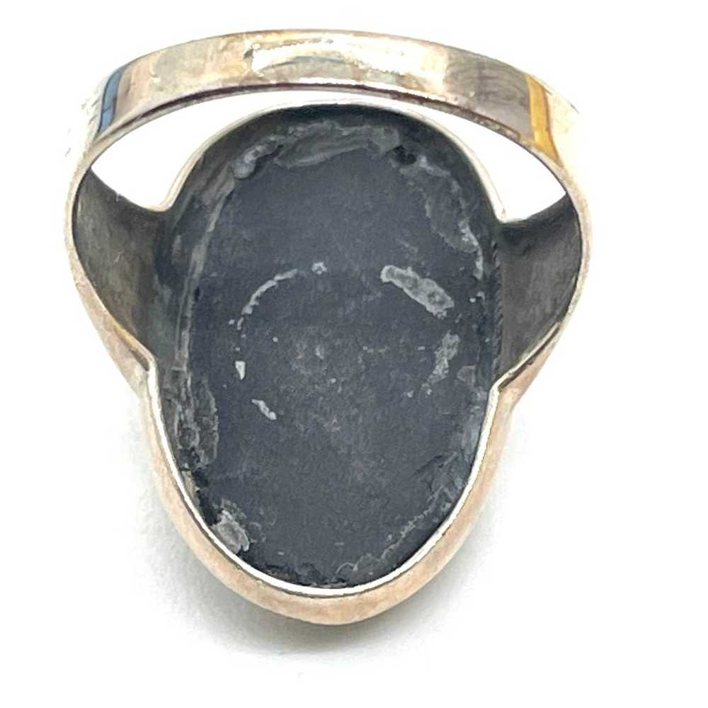 Vintage Sterling Onyx & Marcasite Ring Sz  9 - image 5