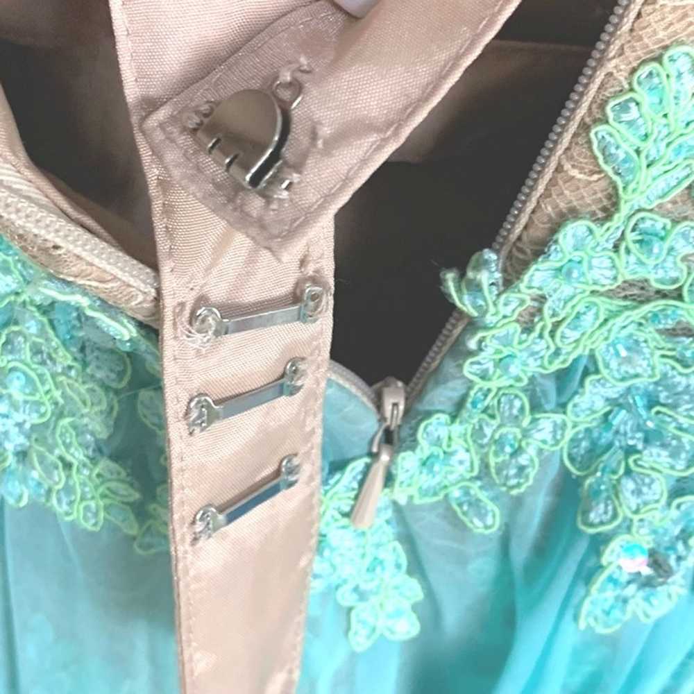 Sherri Hill Aqua Green Strapless Chiffon Pageant … - image 10