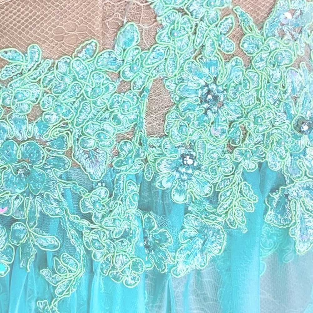 Sherri Hill Aqua Green Strapless Chiffon Pageant … - image 11