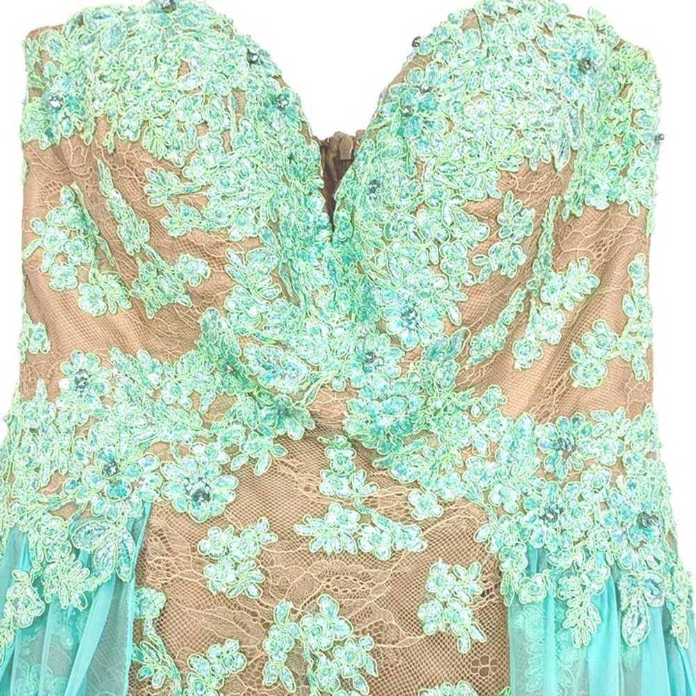 Sherri Hill Aqua Green Strapless Chiffon Pageant … - image 4