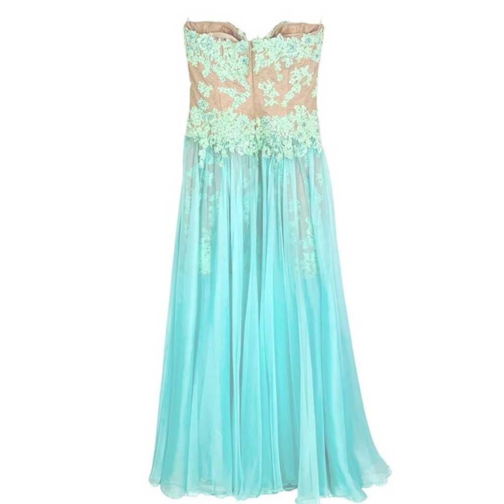 Sherri Hill Aqua Green Strapless Chiffon Pageant … - image 7