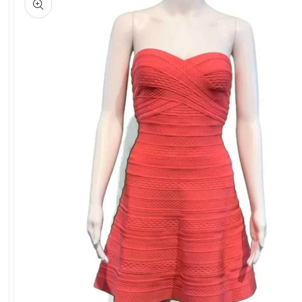 Herve Leger Coral Akari Bandage Cocktail Dress - image 3