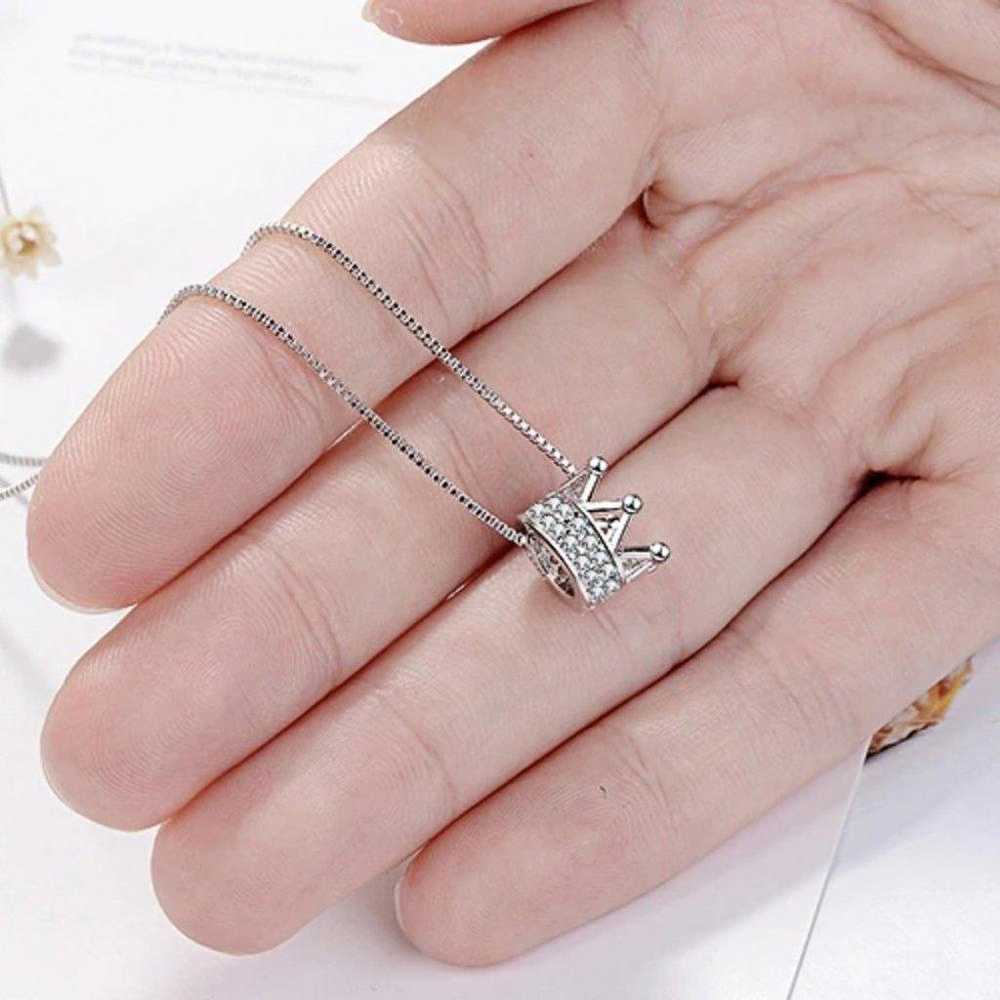 NEW 925 Sterling Silver Diamond Crown Necklace B - image 4