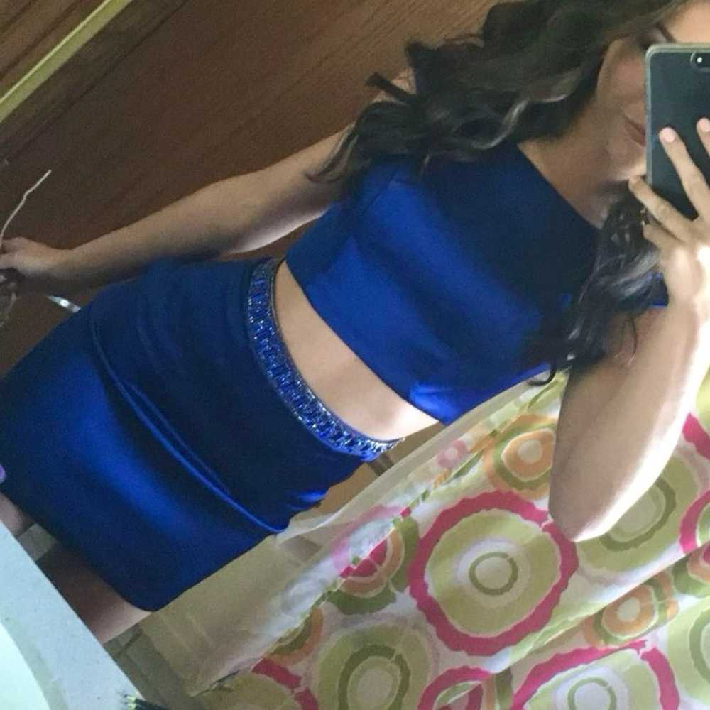 Sherri Hill Off The Shoulder Royal /Cobalt Blue T… - image 1