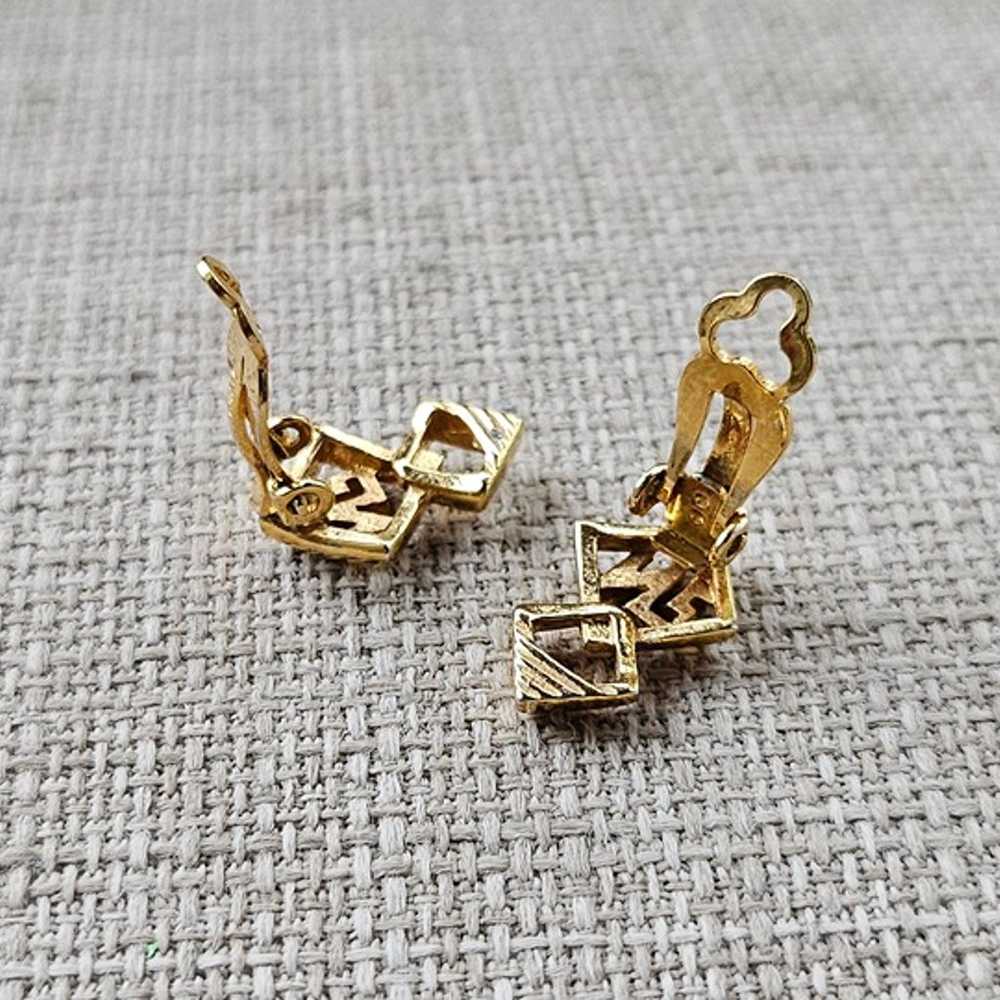 Vintage Nina Ricci Earrings Gold Tone Clip On Stu… - image 11