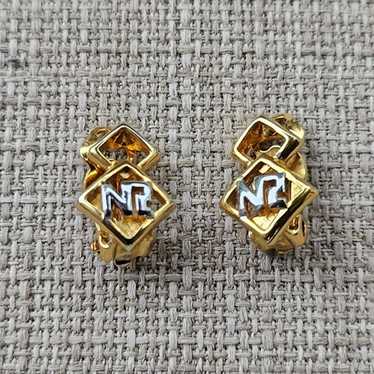 Vintage Nina Ricci Earrings Gold Tone Clip On Stu… - image 1