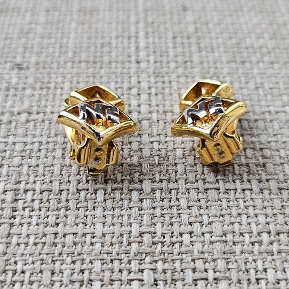 Vintage Nina Ricci Earrings Gold Tone Clip On Stu… - image 2