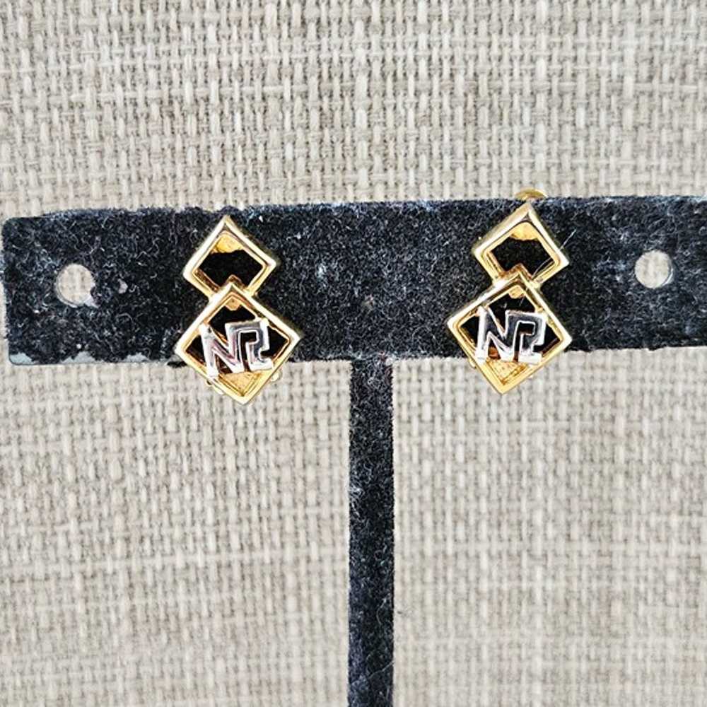 Vintage Nina Ricci Earrings Gold Tone Clip On Stu… - image 3