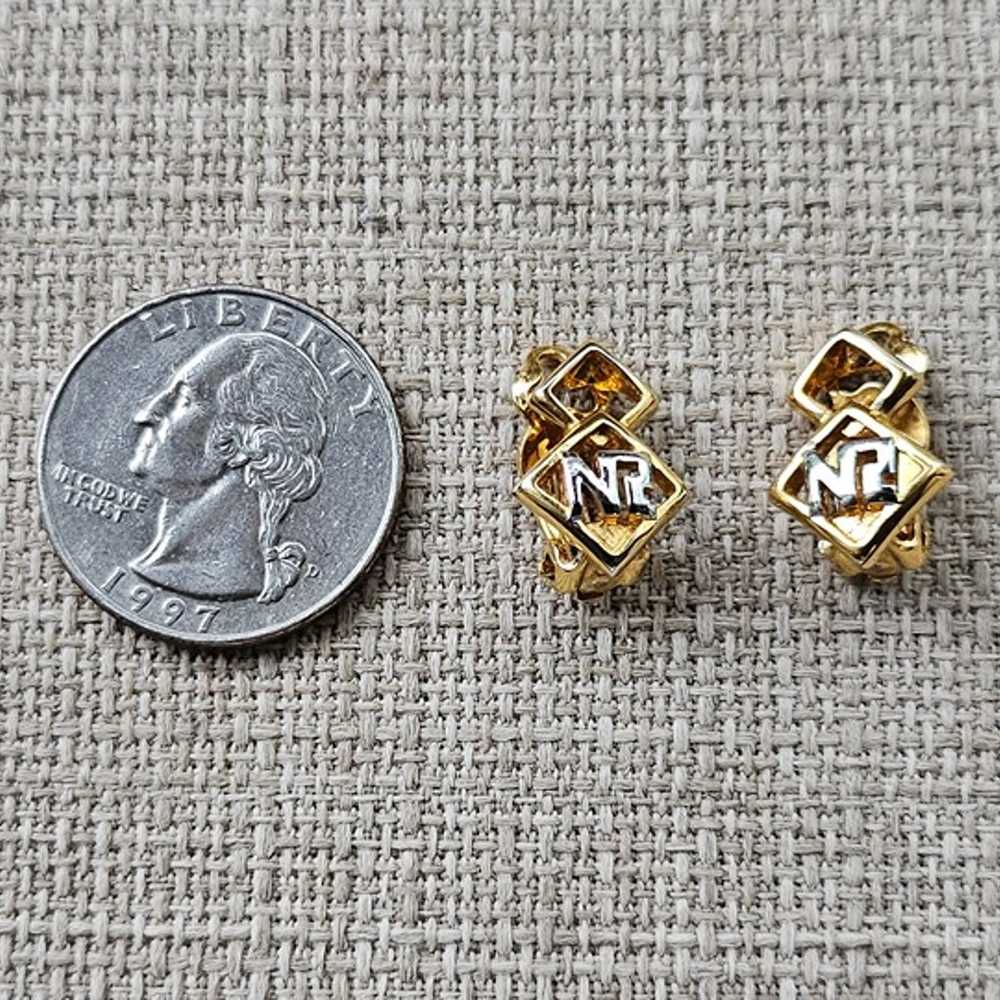 Vintage Nina Ricci Earrings Gold Tone Clip On Stu… - image 4