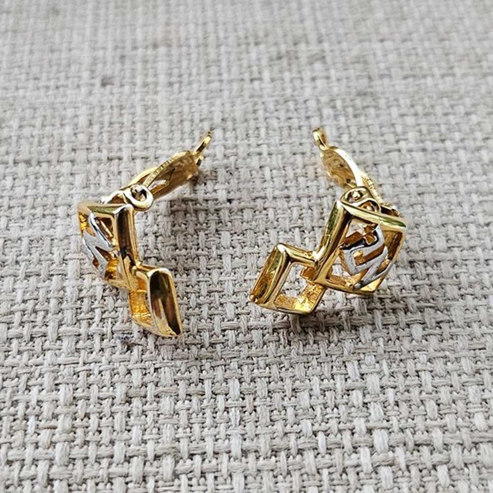 Vintage Nina Ricci Earrings Gold Tone Clip On Stu… - image 5