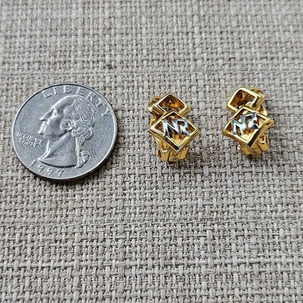 Vintage Nina Ricci Earrings Gold Tone Clip On Stu… - image 7