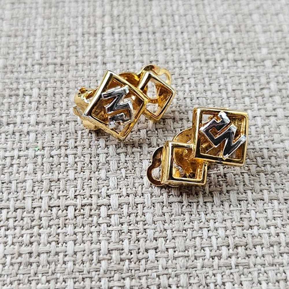 Vintage Nina Ricci Earrings Gold Tone Clip On Stu… - image 8