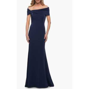 New La Femme Women's Off the Shoulder Gown Navy Si