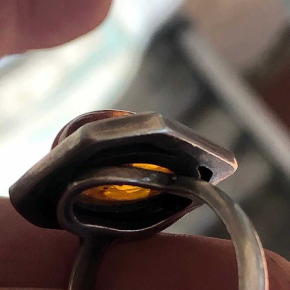 Vintage Amber Sterling Silver Ring 8 - image 8