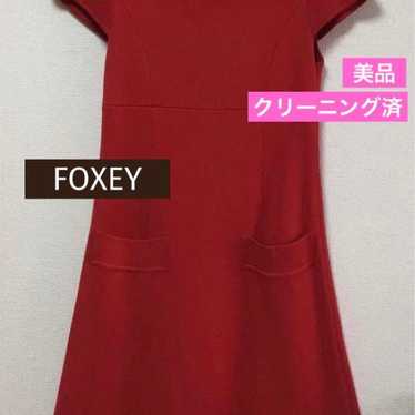 FOXEY red one-piece dress size 40 flared hem - image 1