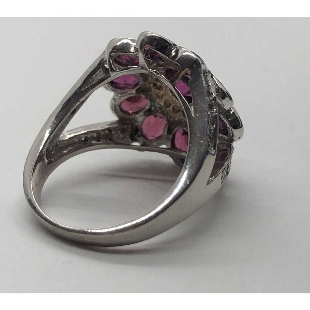 Vintage Sterling Silver Ring 925 Size 5.5 Pink To… - image 8