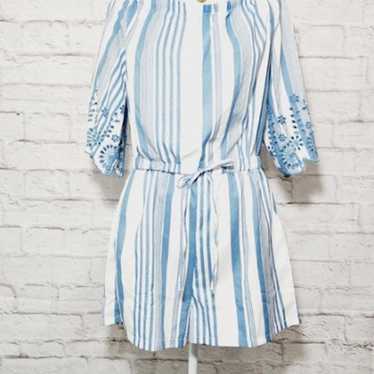 Style House WhiteBlue Striped Romper - image 1