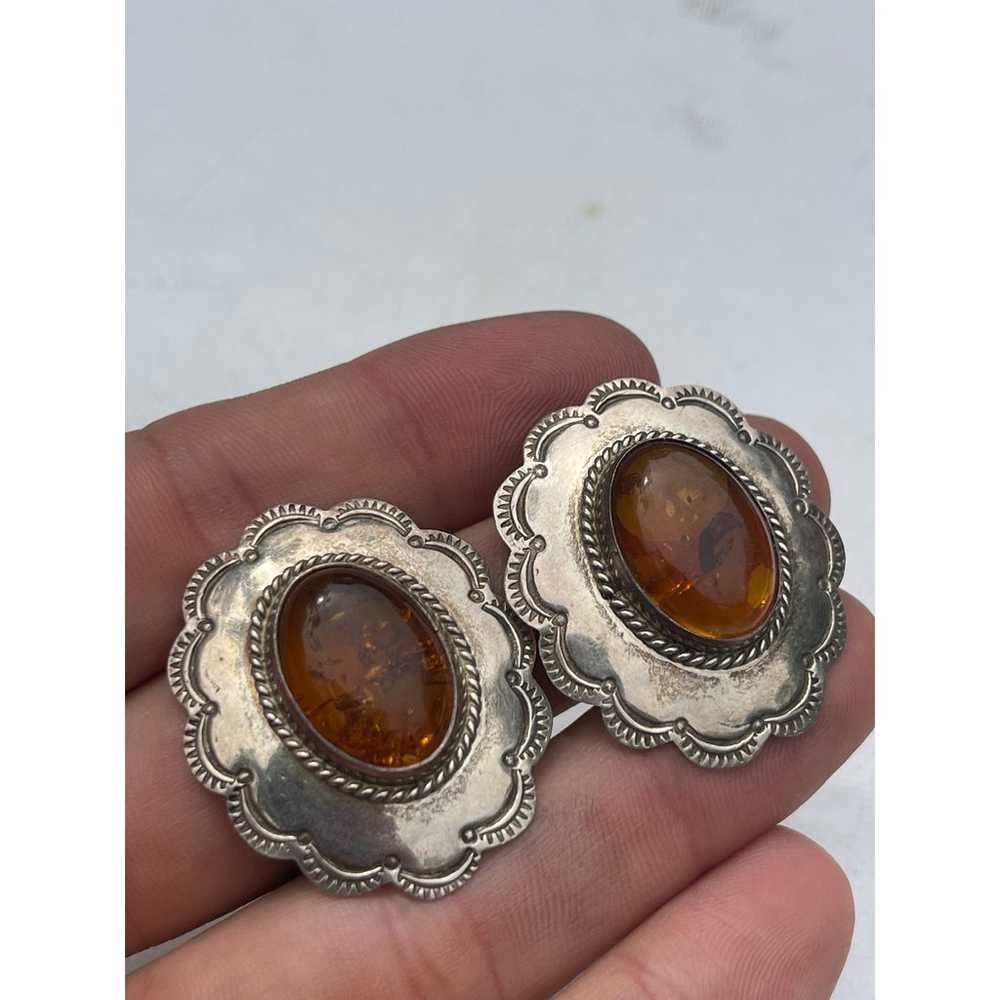 Handmade Vintage Amber Sterling Silver Earrings - image 4