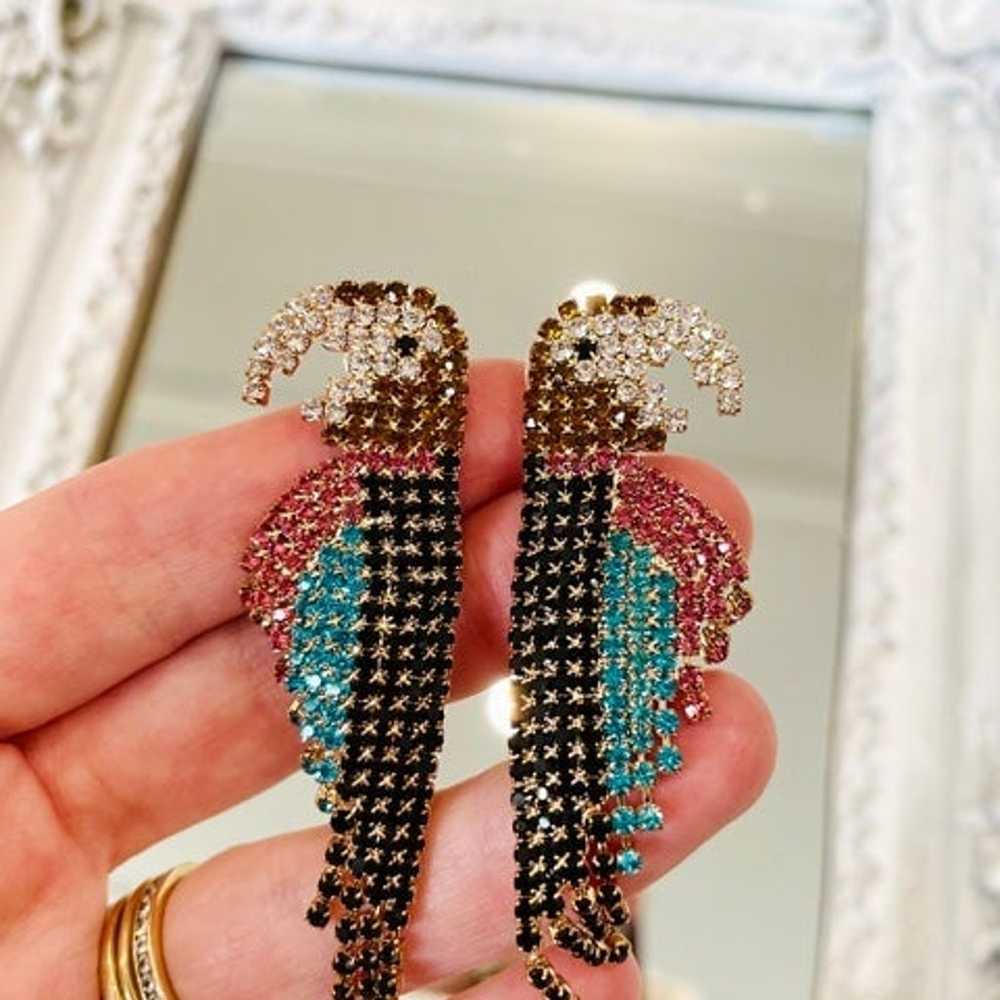 VINTAGE 1970’s Rhinestone PARROTS Earrings - image 4