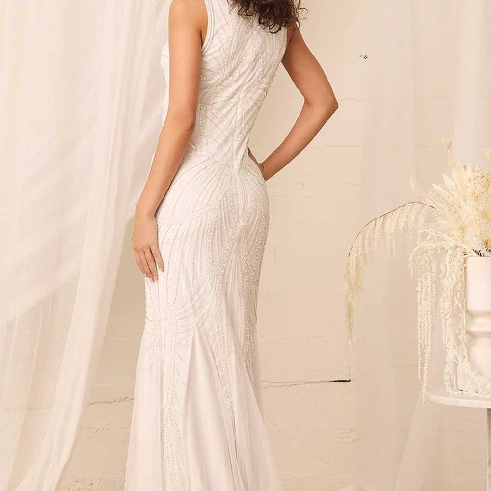 Make Them Marvel White Beaded Mermaid Maxi Dress - image 4