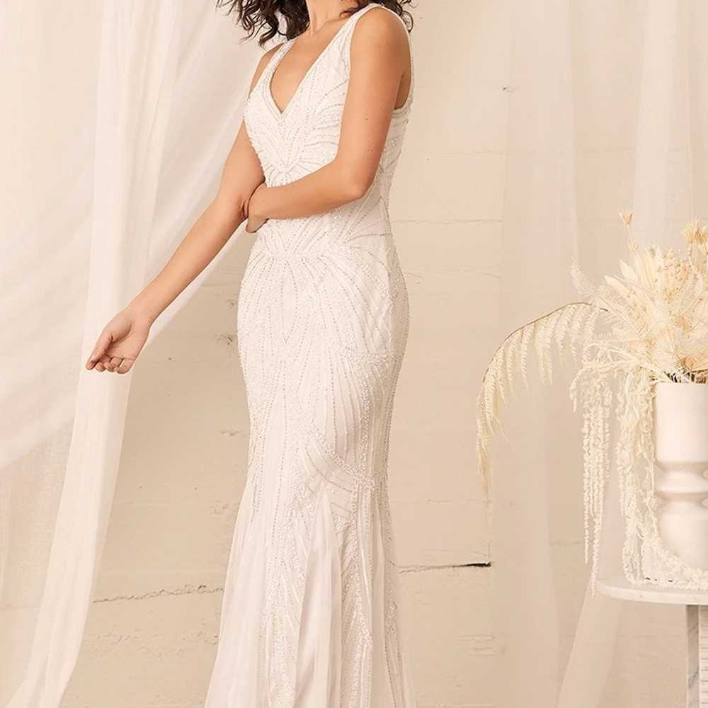 Make Them Marvel White Beaded Mermaid Maxi Dress - image 5