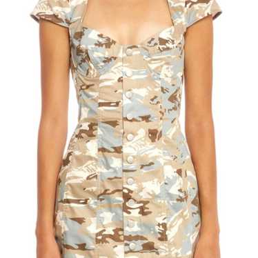 Nwot Miaou Gigi Cotton Dress Camo Print Cap Mini … - image 1