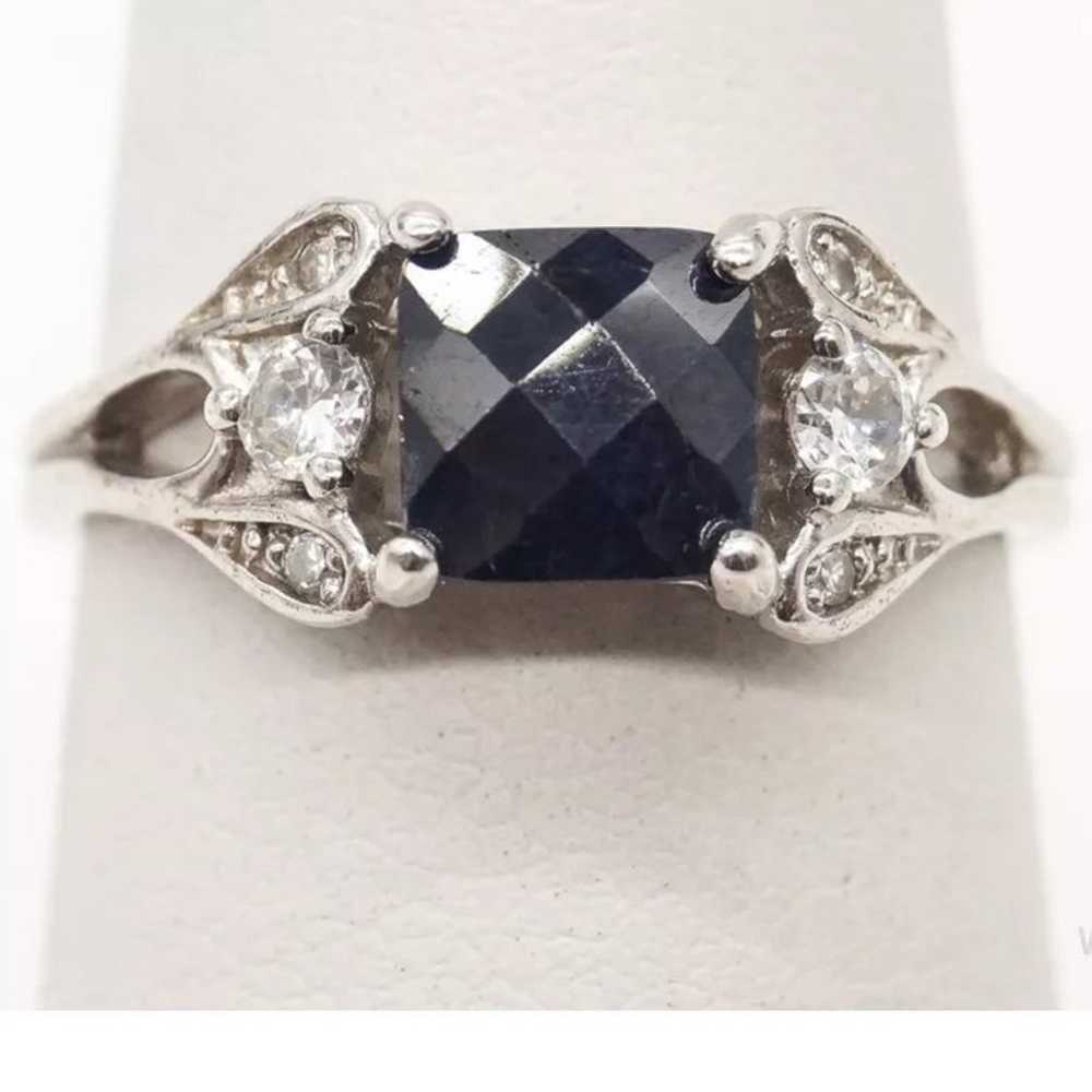 Vintage NVC Sapphire Cubic Zirconia Sterling Silv… - image 1