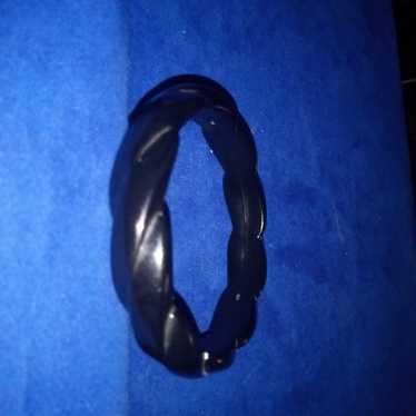 Vintage Black Bakelight Chunky Bangle - image 1