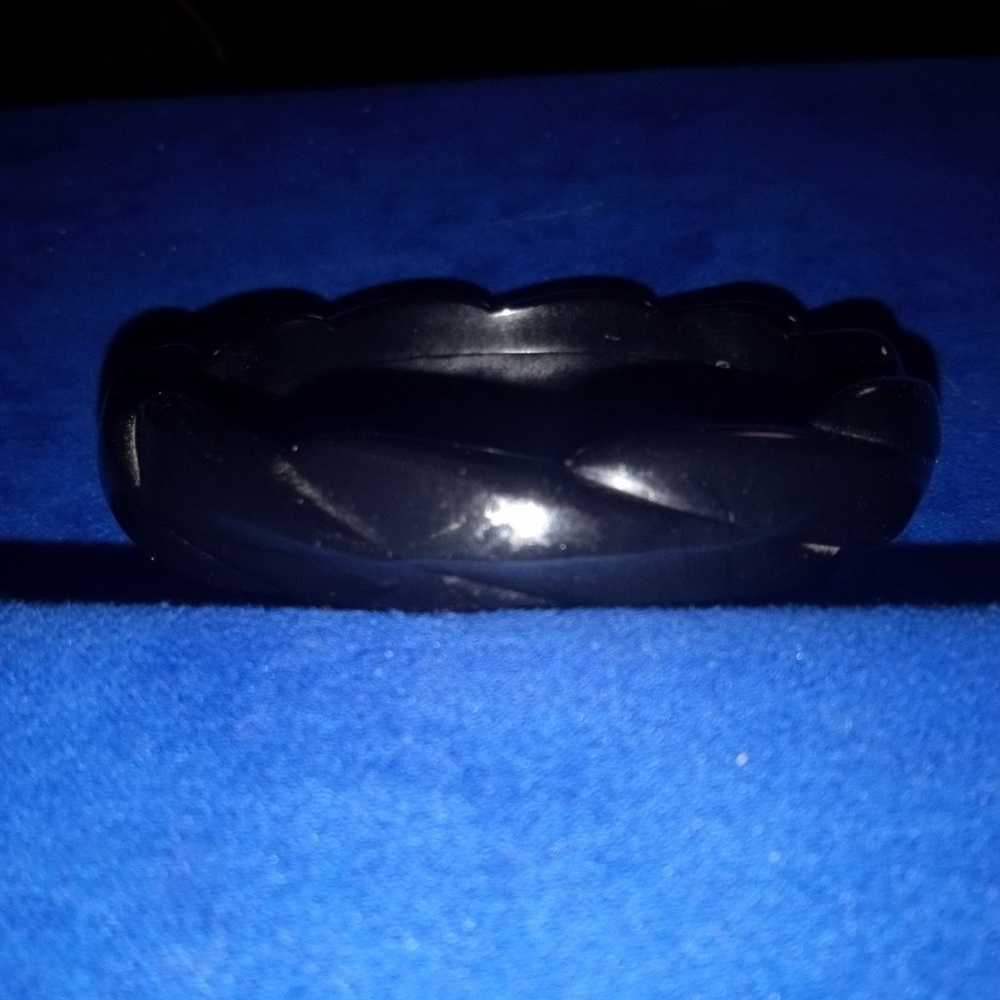 Vintage Black Bakelight Chunky Bangle - image 4