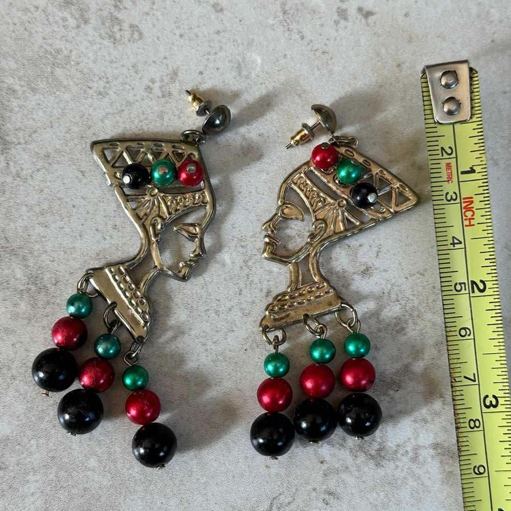 Earrings - Vintage 1980s - retro egyptian - image 2