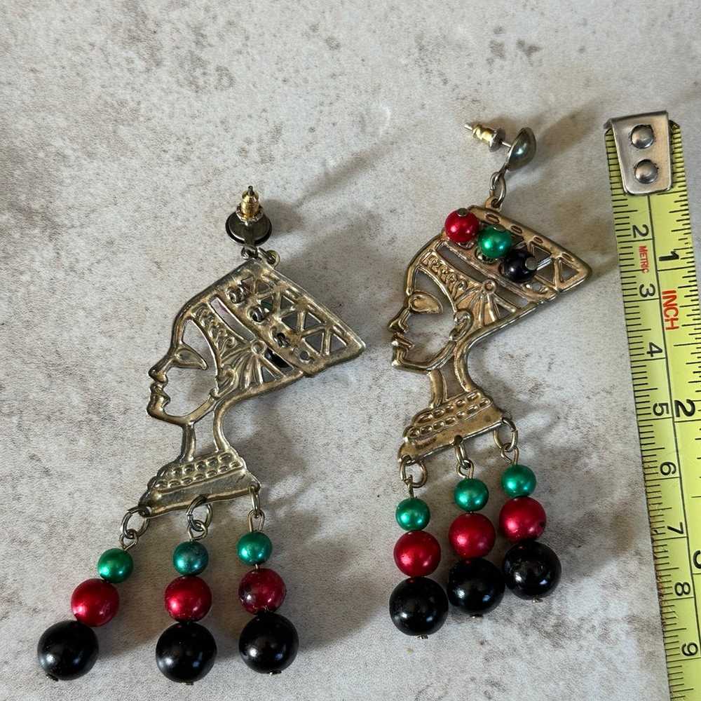 Earrings - Vintage 1980s - retro egyptian - image 3