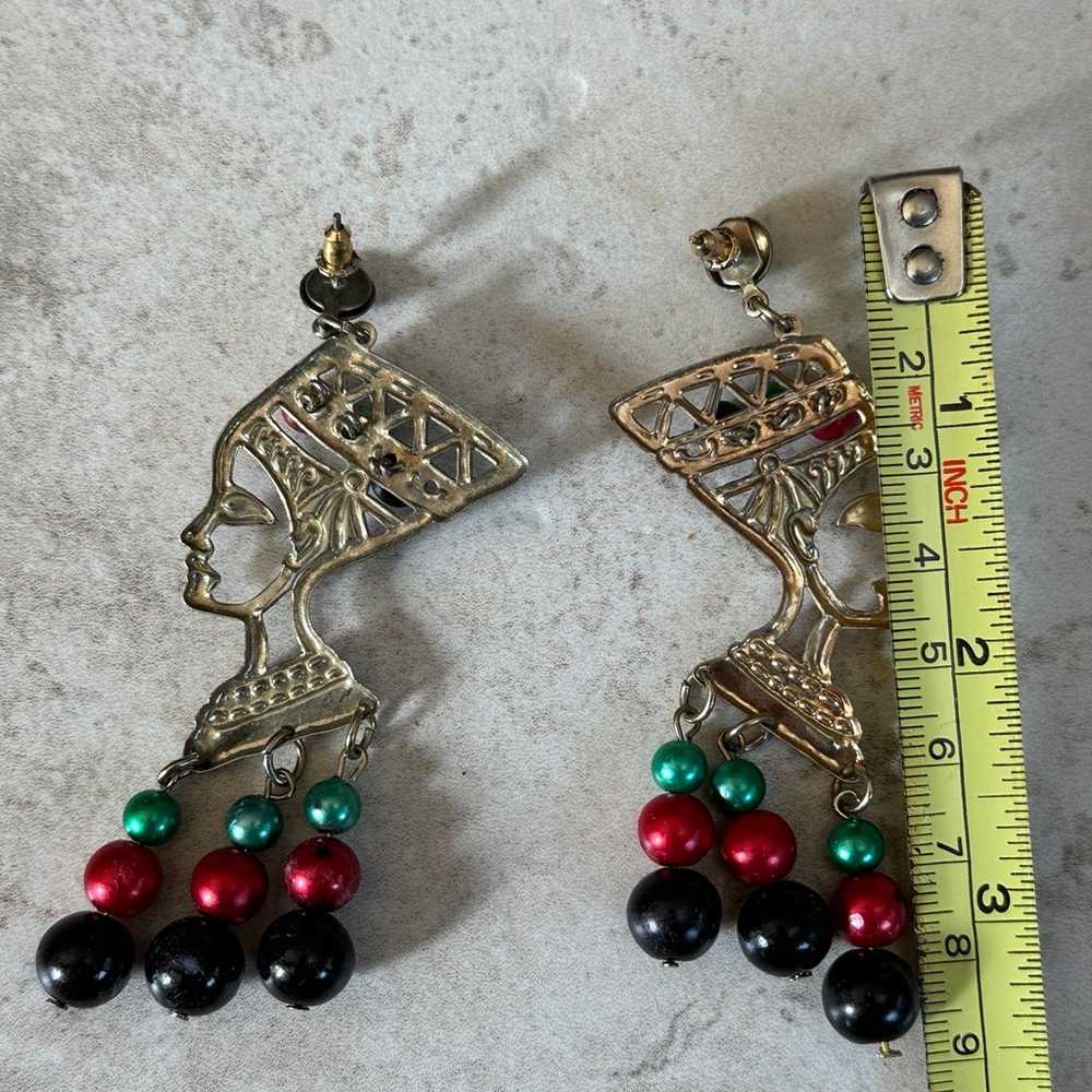 Earrings - Vintage 1980s - retro egyptian - image 4